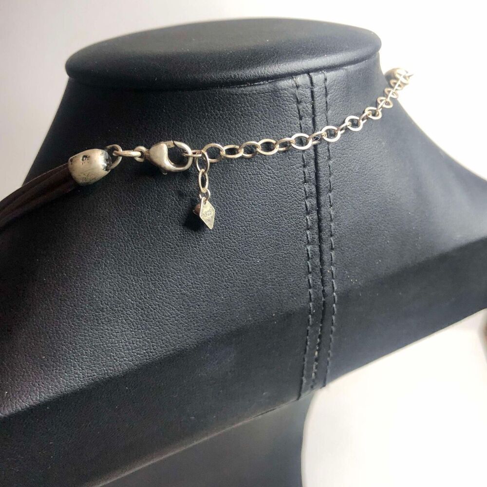 1309 Silpada Sterling 925 Adjustable Leather Necklace Turquoise Pendant N1357 - Picture 3 of 3